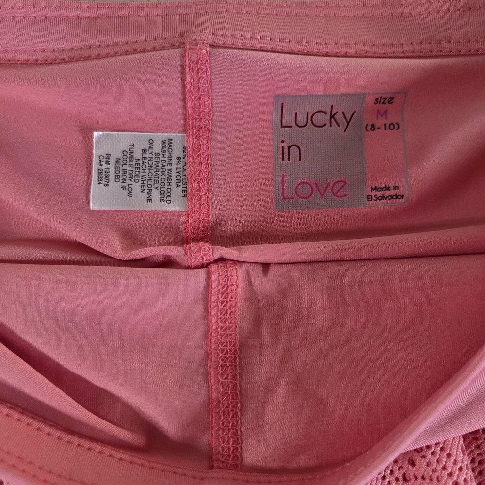 LUCKY IN LOVE Patched Stripe Rally Eyelet Tennis Pickleball Skort Skirt Medium - Picture 7 of 7